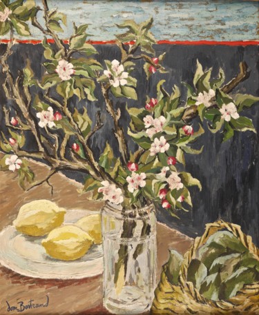 Peinture intitulée "Branches de pommier…" par Dominique Bertrand, Œuvre d'art originale, Huile