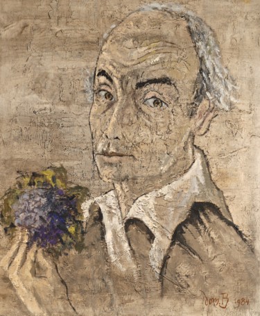 Peinture intitulée "Autoportrait aux vi…" par Dominique Bertrand, Œuvre d'art originale, Huile