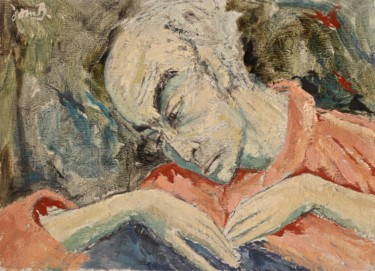 Peinture intitulée "Autoportrait en rose" par Dominique Bertrand, Œuvre d'art originale, Huile