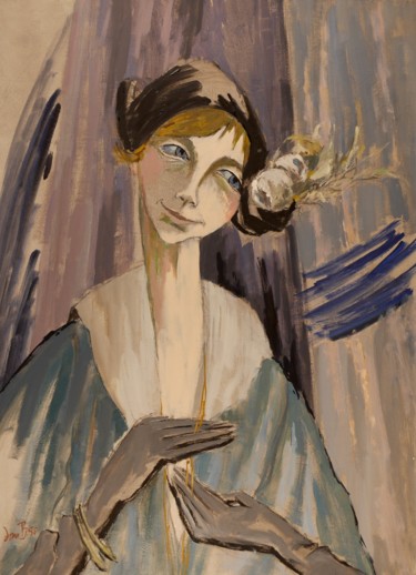 Painting titled "Marie-Claire au cha…" by Dominique Bertrand, Original Artwork, Oil