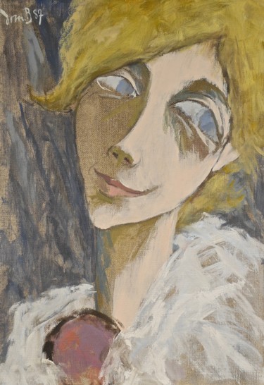 Painting titled "Marie-Claire en bla…" by Dominique Bertrand, Original Artwork, Oil