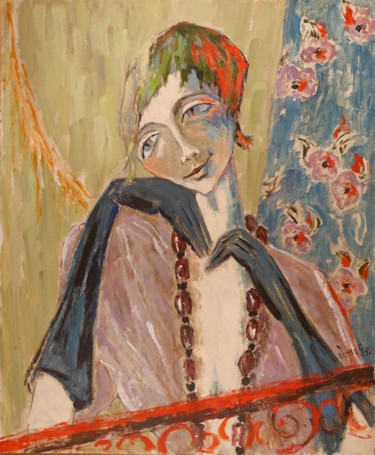 Painting titled "Marie-Claire au bal…" by Dominique Bertrand, Original Artwork, Oil