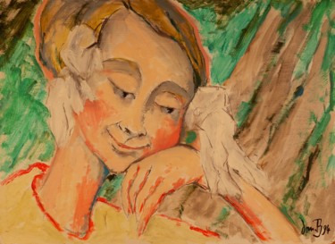 Peinture intitulée "Marie-Claire jeune" par Dominique Bertrand, Œuvre d'art originale, Huile