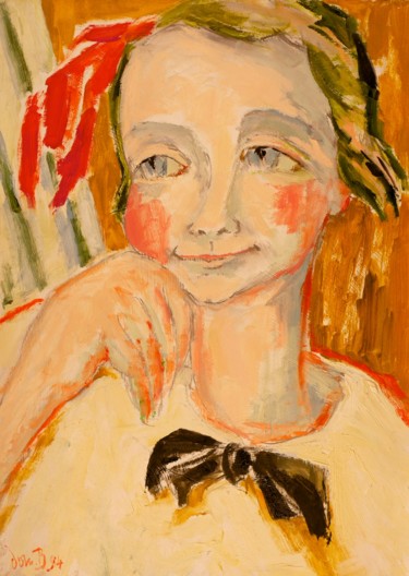 Painting titled "Marie-Claire petite…" by Dominique Bertrand, Original Artwork, Oil