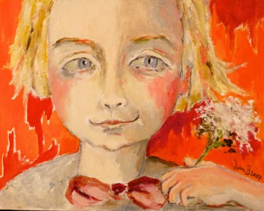 Painting titled "marie-Claire enfant…" by Dominique Bertrand, Original Artwork, Oil
