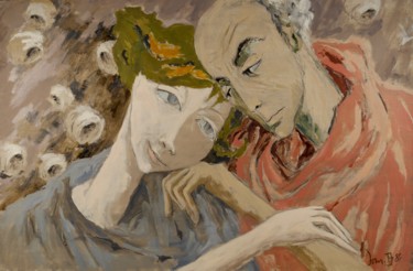 Painting titled "Couple (2)" by Dominique Bertrand, Original Artwork, Oil