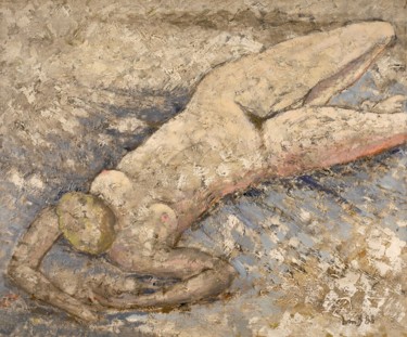 Painting titled "Nu couché (1)" by Dominique Bertrand, Original Artwork, Oil