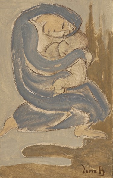Peinture intitulée "Maternité (2)" par Dominique Bertrand, Œuvre d'art originale, Huile