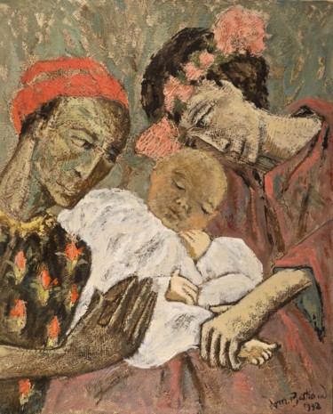 Peinture intitulée "Nativité (2)" par Dominique Bertrand, Œuvre d'art originale, Huile