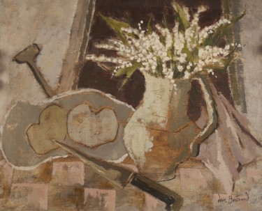 Peinture intitulée "Le vase de muguet" par Dominique Bertrand, Œuvre d'art originale, Huile