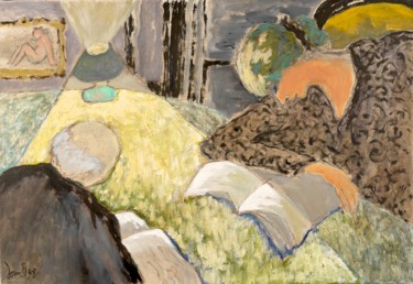 Peinture intitulée "la lecture" par Dominique Bertrand, Œuvre d'art originale, Huile