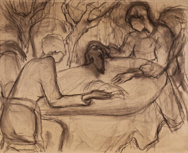 Drawing titled "Les soeurs" by Dominique Bertrand, Original Artwork, Other