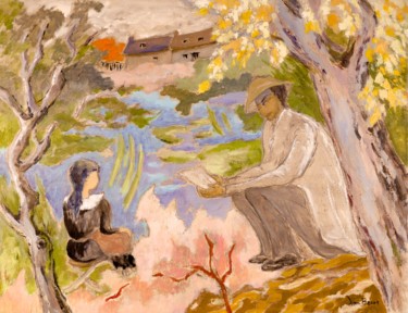 Painting titled "La petite histoire" by Dominique Bertrand, Original Artwork, Oil