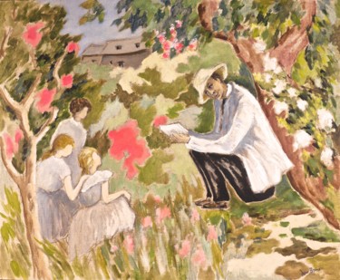 Painting titled "Le conte" by Dominique Bertrand, Original Artwork, Oil
