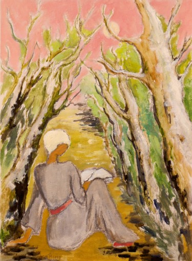 Peinture intitulée "Sur le chemin" par Dominique Bertrand, Œuvre d'art originale, Huile