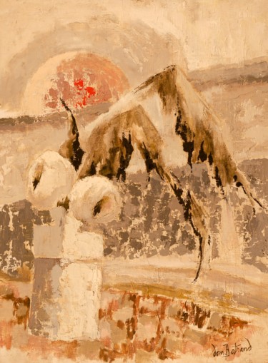 Painting titled "Le pot blanc aux de…" by Dominique Bertrand, Original Artwork, Oil