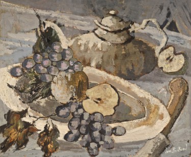 Peinture intitulée "Nature morte bleue" par Dominique Bertrand, Œuvre d'art originale, Huile