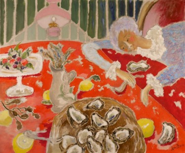 Peinture intitulée "Femme aux huîtres" par Dominique Bertrand, Œuvre d'art originale, Huile