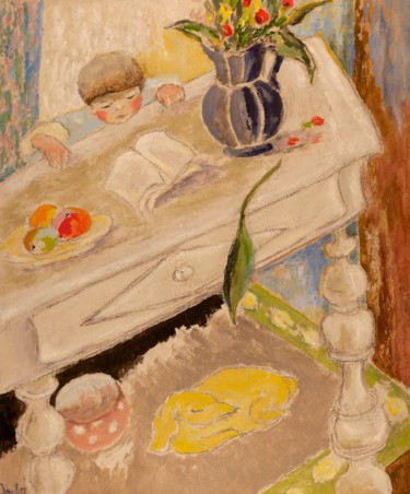 Pintura intitulada "Douceur de la table" por Dominique Bertrand, Obras de arte originais, Óleo