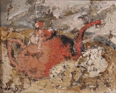 Painting titled "Théière rose (1) (+…" by Dominique Bertrand, Original Artwork, Oil