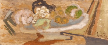 Painting titled "Coupe de fruits ( +…" by Dominique Bertrand, Original Artwork, Oil