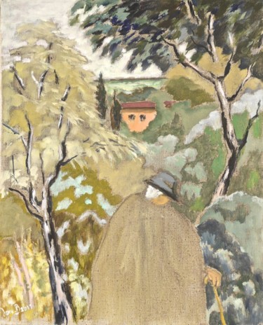 Painting titled "Le vieux berger" by Dominique Bertrand, Original Artwork, Oil