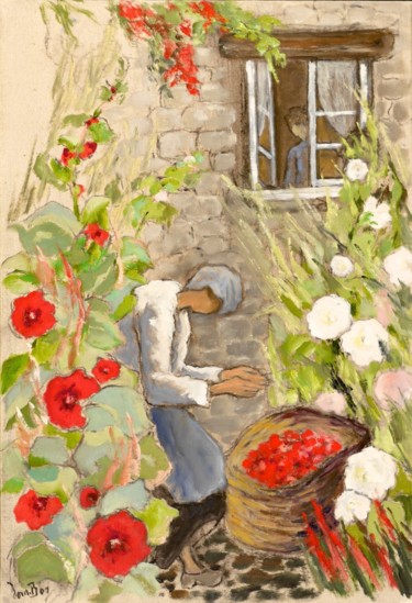 Painting titled "La fenêtre ouverte" by Dominique Bertrand, Original Artwork, Oil