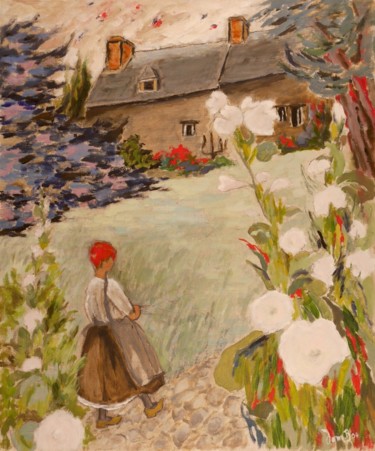 Painting titled "Bergère" by Dominique Bertrand, Original Artwork, Oil