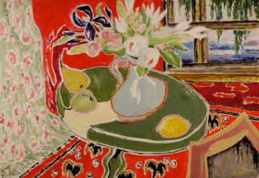 Painting titled "Bouquet sur guérido…" by Dominique Bertrand, Original Artwork, Oil