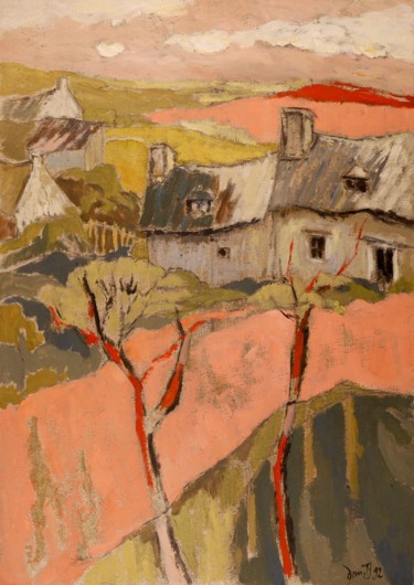 Painting titled "Clos de Fougères en…" by Dominique Bertrand, Original Artwork, Oil