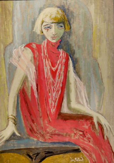 Peinture intitulée "La robe rouge" par Dominique Bertrand, Œuvre d'art originale, Huile