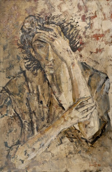 Peinture intitulée "La migraine (Ph. M.)" par Dominique Bertrand, Œuvre d'art originale, Huile