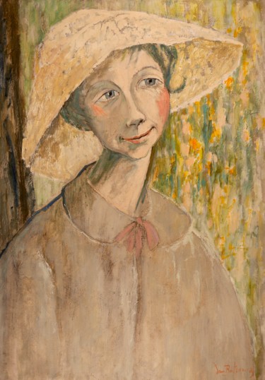 Painting titled "Marie-Claire l'été" by Dominique Bertrand, Original Artwork, Oil