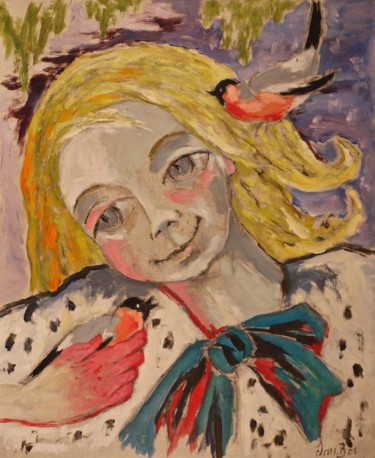 Peinture intitulée "Marie-Claire aux bo…" par Dominique Bertrand, Œuvre d'art originale, Huile