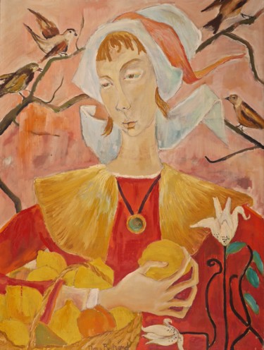 Peinture intitulée "Bretonne" par Dominique Bertrand, Œuvre d'art originale, Huile