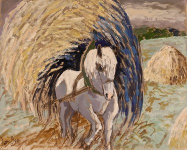 Pintura intitulada "Fenaison" por Dominique Bertrand, Obras de arte originais, Óleo