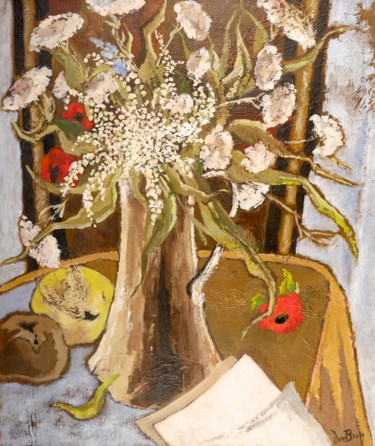 Painting titled "Pichet aux muguet e…" by Dominique Bertrand, Original Artwork, Oil
