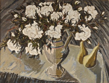 Malerei mit dem Titel "Les roses blanches" von Dominique Bertrand, Original-Kunstwerk