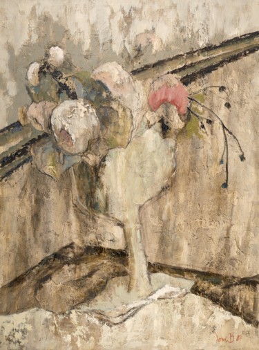 Painting titled "Vase de fleurs" by Dominique Bertrand, Original Artwork