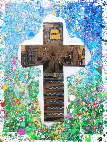 Pintura intitulada "Cross Of Life" por Ami Nº1, Obras de arte originais, Colagens