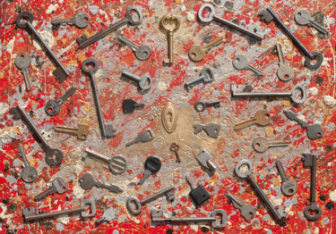 Malerei mit dem Titel "The Key" von Ami Nº1, Original-Kunstwerk, Collagen