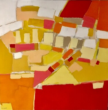 Картина под названием "Maisons beiges dans…" - Dominique Corti, Подлинное произведение искусства, Акрил Установлен на Деревя…