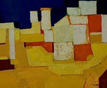 Peinture intitulée "Le hameau" par Dominique Corti, Œuvre d'art originale, Huile