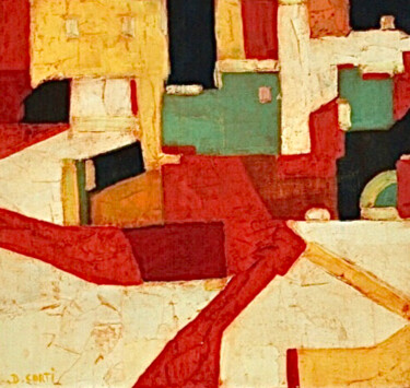 Pintura titulada "Le hameau sur la co…" por Dominique Corti, Obra de arte original, Oleo Montado en artwork_cat.
