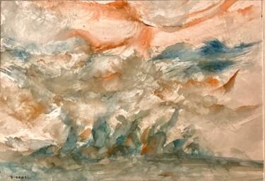 Peinture intitulée "Les vagues" par Dominique Corti, Œuvre d'art originale, Aquarelle