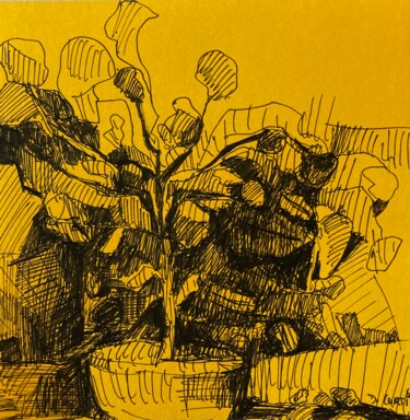 Desenho intitulada "FLEURS AU PRINTEMPS" por Dominique Corti, Obras de arte originais, Tinta