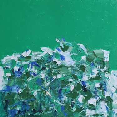 Картина под названием "cromatico mare verde" - Domenico Asmone, Подлинное произведение искусства, Масло Установлен на Деревя…