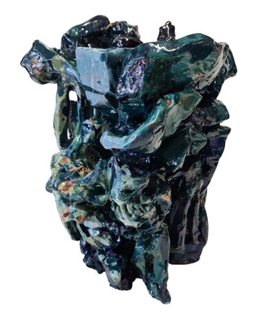 Скульптура под названием "cromatico mare cora…" - Domenico Asmone, Подлинное произведение искусства, Керамика
