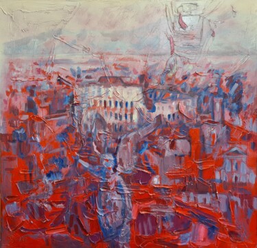Painting titled "Roma cromatica" by Domenico Asmone, Original Artwork, Oil Mounted on Wood Stretcher frame