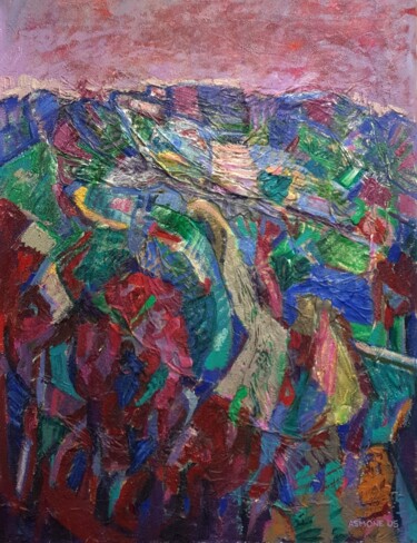 Pittura intitolato "Paesaggio cromatico…" da Domenico Asmone, Opera d'arte originale, Olio Montato su Telaio per barella in…